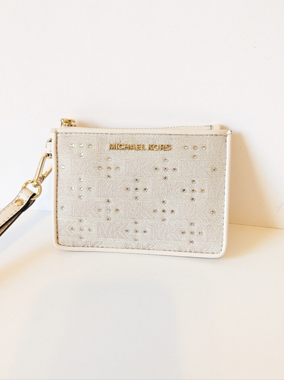 Michael Kors Jet Set Small Coin Purse Cream Rhinestone 34H3GJ6PIJ-270